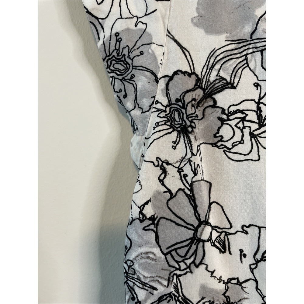 Vintage Carole Little XS Ivory Black Floral Rayon Cap Sleeve Blouse Career Top - Picture 7 of 12
